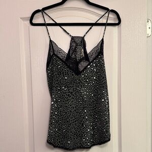 Lovestitch Green Animal Print Lace Cami